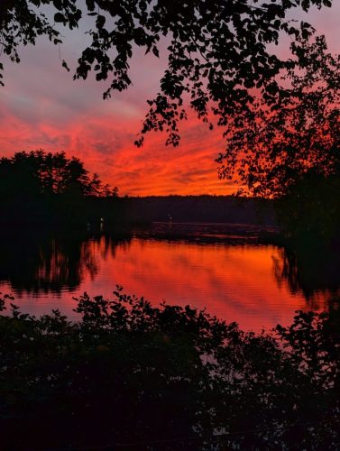 sunset on fire